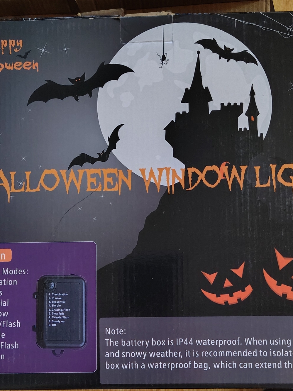 Halloween Window Lights - Black & Orange Decorative LED Set